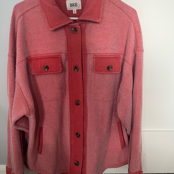 BKE Reverse Fleece Shacket Large - Picture 3 of 10